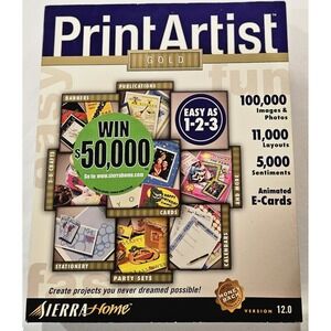 Sierra‎ Print Artist Gold 12.0 PC CD-ROM Complete 4 Discs Vintage Graphic Design